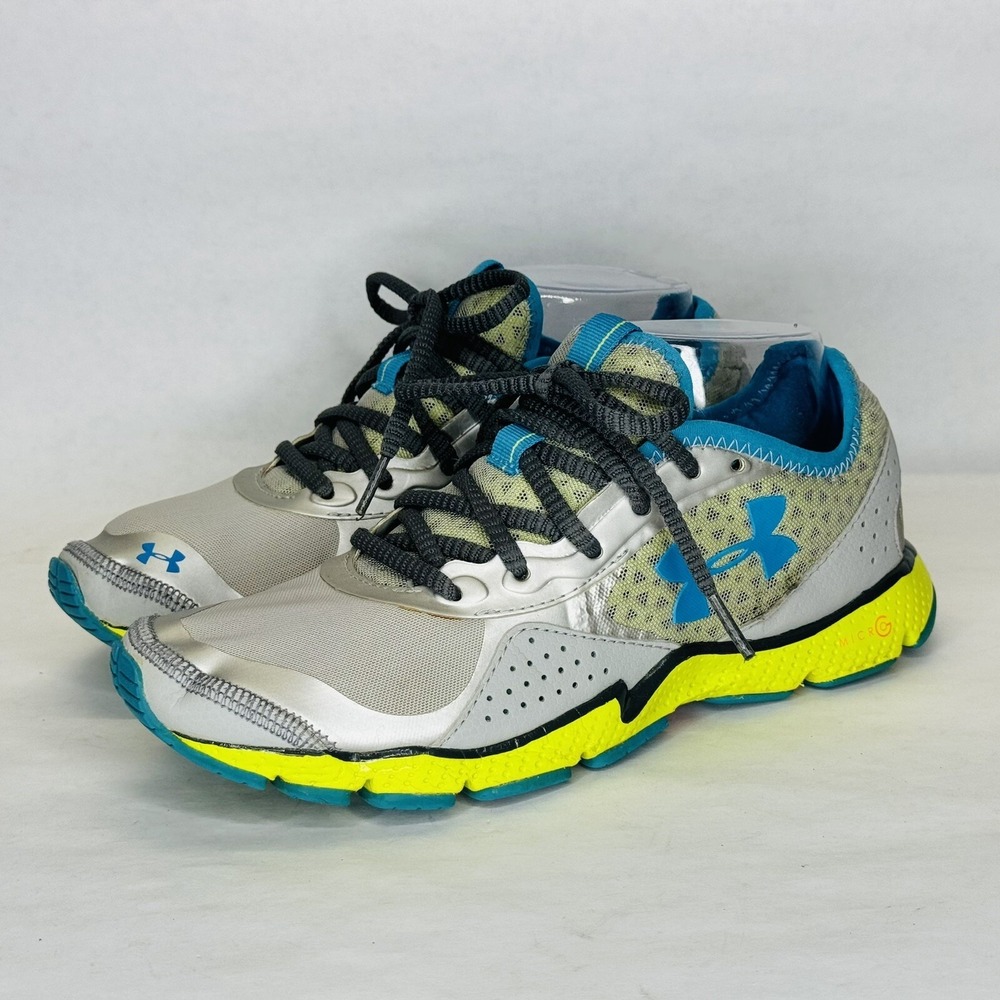 Under Armour‎ Micro G Womens Running Shoes Size 7 Gray Blue Green Heat Gear